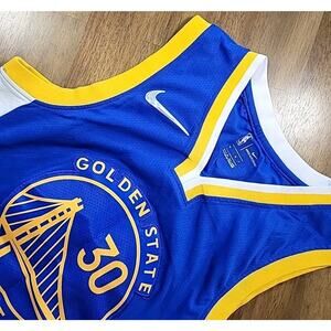 Rare Nike Warriors Stephen Curry #30 Icon Edition Youth Med Blue Jersey EUC 50
